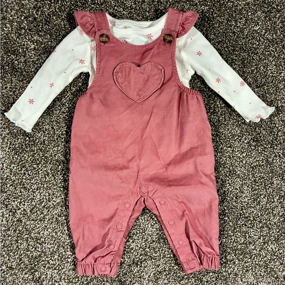 Carter's Pink Overalls with Heart Accent